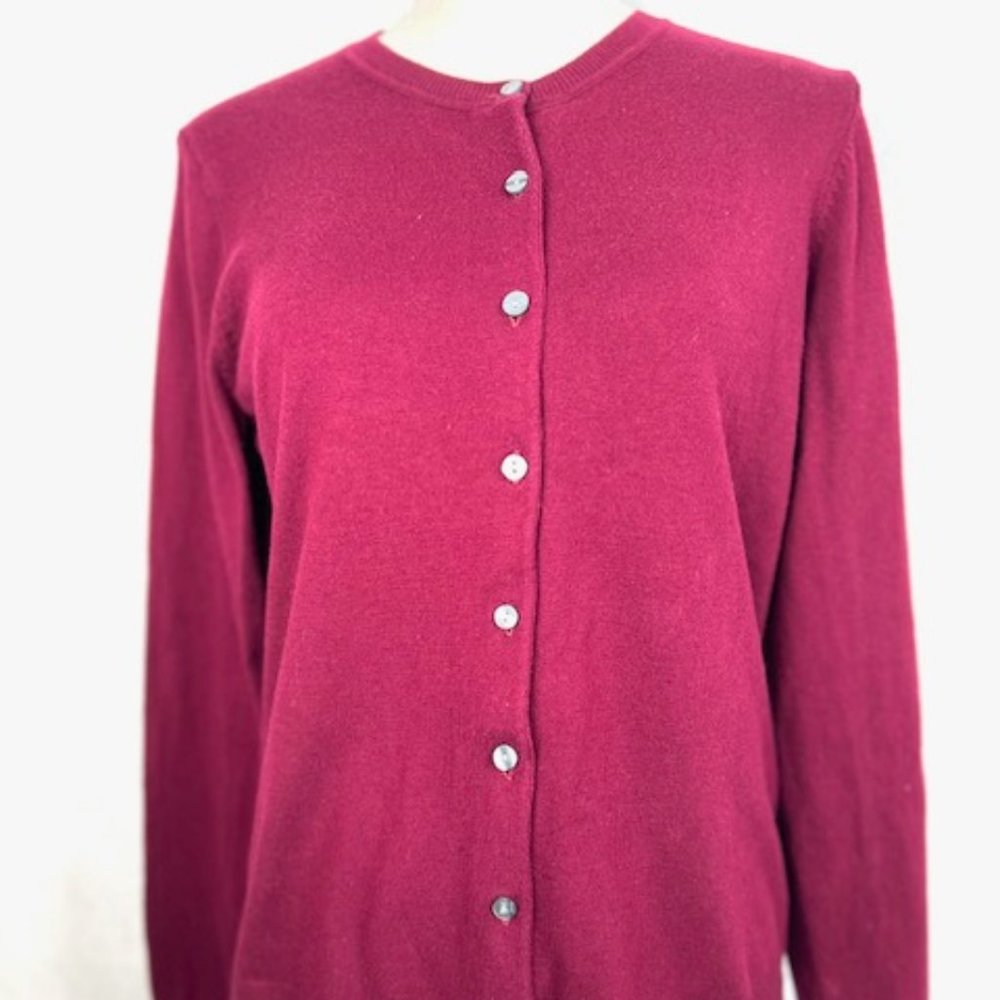 Karen Scott Maroon Cardigan Sweater - Picture 1 of 7